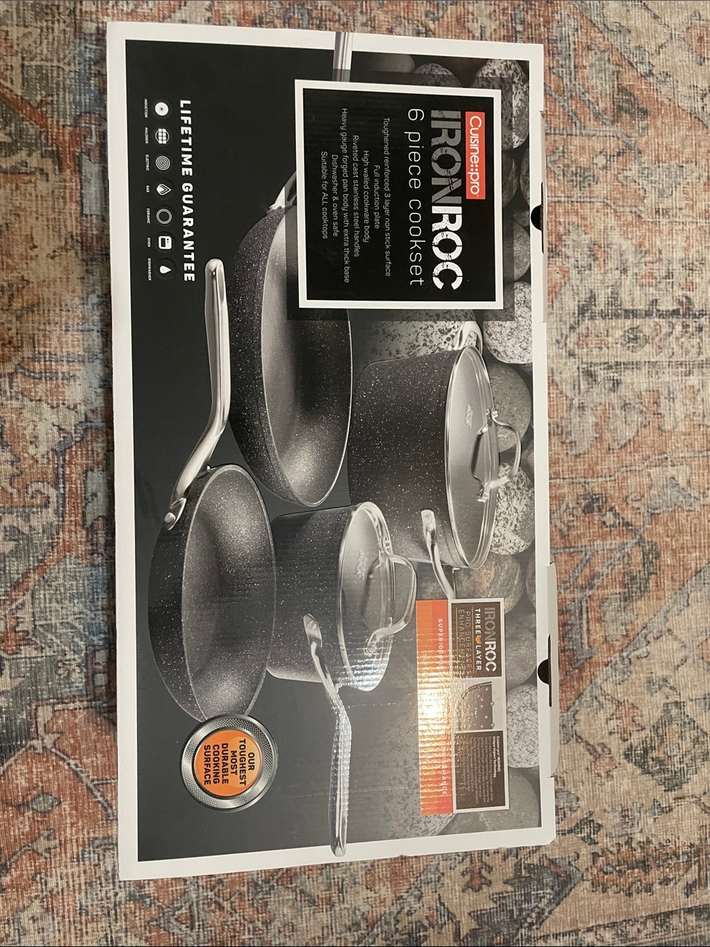 Cuisine pro IronRoc 6-Piece Cookset in Speckled Gray